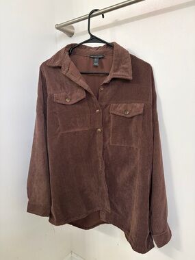 Streetwear Society Brown Corduroy Button-Front Jean Jacket